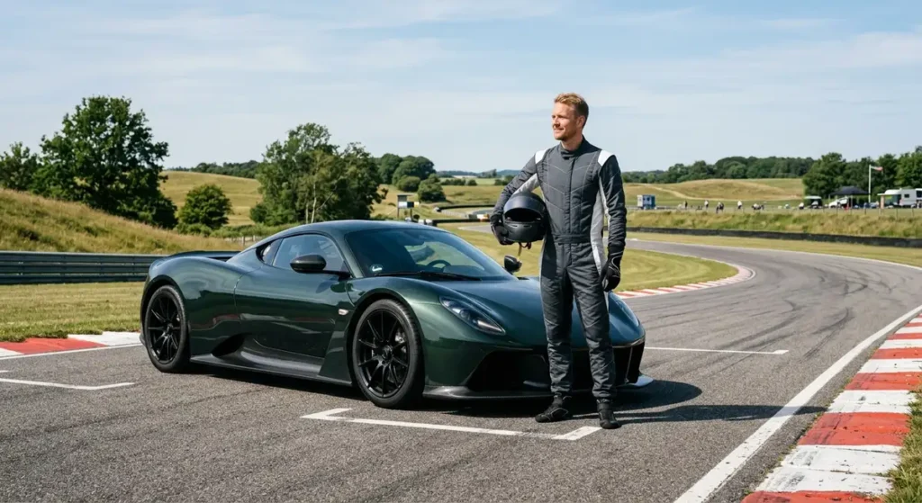 En person gør sig klar til en hæsblæsende motorsport oplevelse på en dansk racerbane.